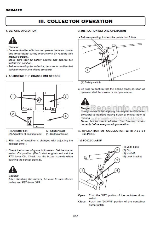 Photo 1 - Iseki SBC402X Operation Manual Supplement Diesel Riding Mower Collector 1102-01-50