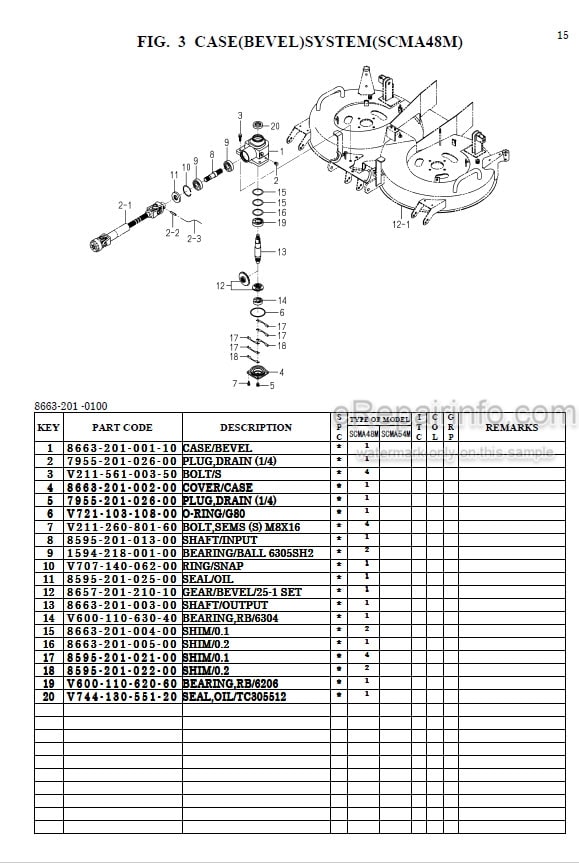 Photo 1 - Iseki SCM48 SCM54 Parts Catalog Mower Deck