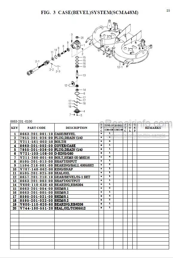 Photo 1 - Iseki SCM48 SCM54 Parts Catalog Mower Deck