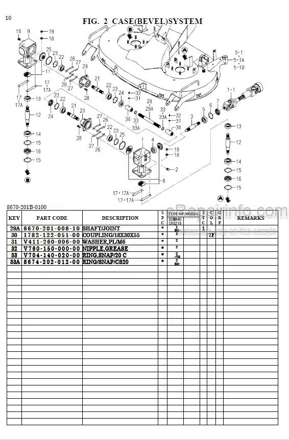 Photo 1 - Iseki SCMA40 Parts Catalogue Mower Deck 8670-097-210-10