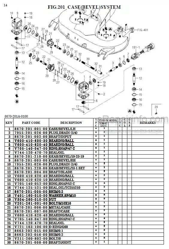 Photo 1 - Iseki SCMA40 SBC400X Parts Catalog Mower Deck And Grass Collector