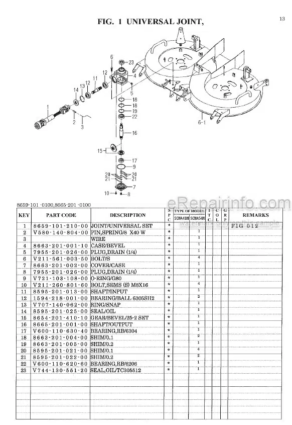 Photo 1 - Iseki SCMA48M SCMA54M SBC550XM Parts Catalog Mower Deck And Grass Collector 8663-097-110-00