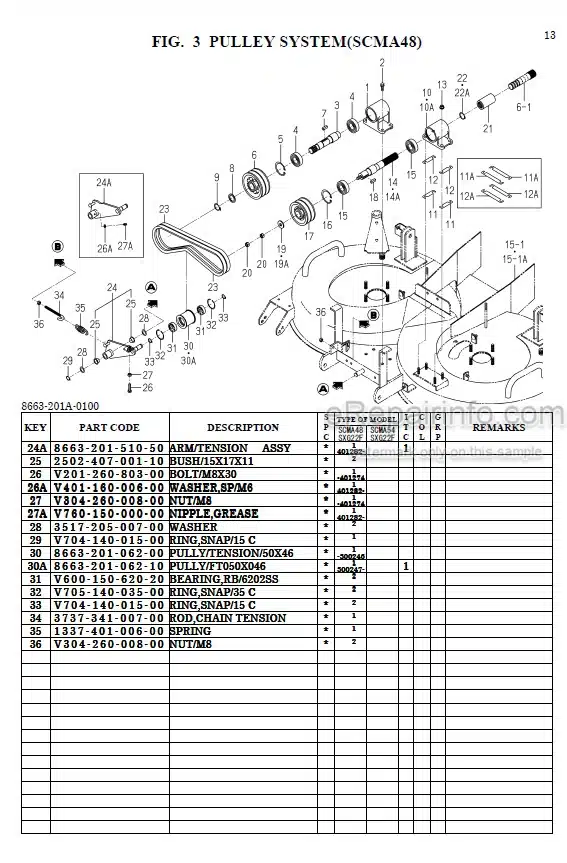 Photo 1 - Iseki SCMA48 SCMA54 Parts Catalog Mower Deck