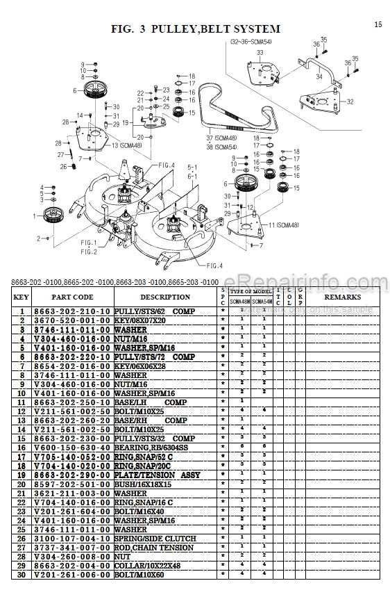 Photo 1 - Iseki SCMA48 SCMA54 SBC550X Parts Catalog Mower Deck And Grass Collector