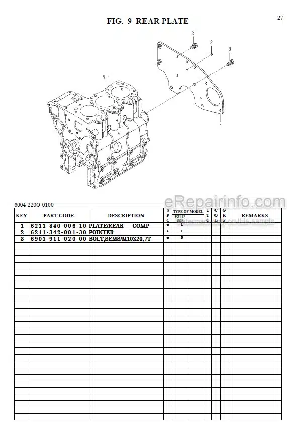 Photo 1 - Iseki SF224F SF235F Parts Catalog Riding Mower 832-097-100-0A