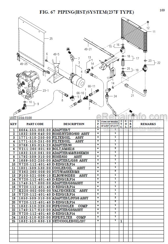 Photo 1 - Iseki SF225F SF237F Parts Catalog Riding Mower 1832-097-110-0A