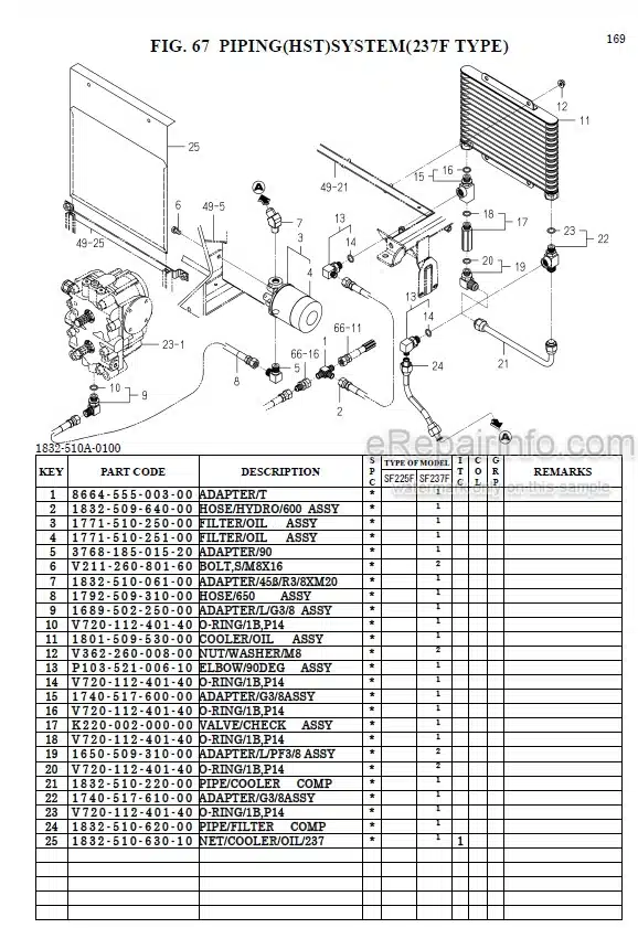 Photo 1 - Iseki SF225F SF237F Parts Catalog Riding Mower 1832-097-110-0A