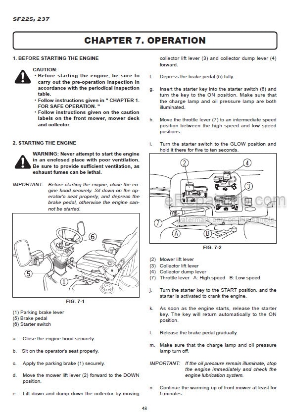 Photo 1 - Iseki SF225 SF237 SCMA54 SCMB60 SSM54 SBC950 Operators Manual Front Mower 1832-912-102-0