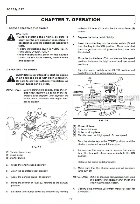 Photo 1 - Iseki SF225 SF237 SCMA54 SCMB60 SSM54 SBC950 Operators Manual Front Mower 1832-912-102-0