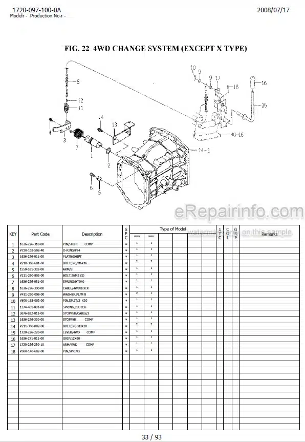 Photo 1 - Iseki SF303 SF333 Parts Catalog Mower Chassis 1720-097-100-0A
