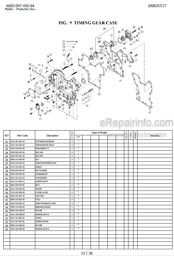 Photo 1 - Iseki SF333 Parts Catalog Mower Engine 6005-097-450-0A