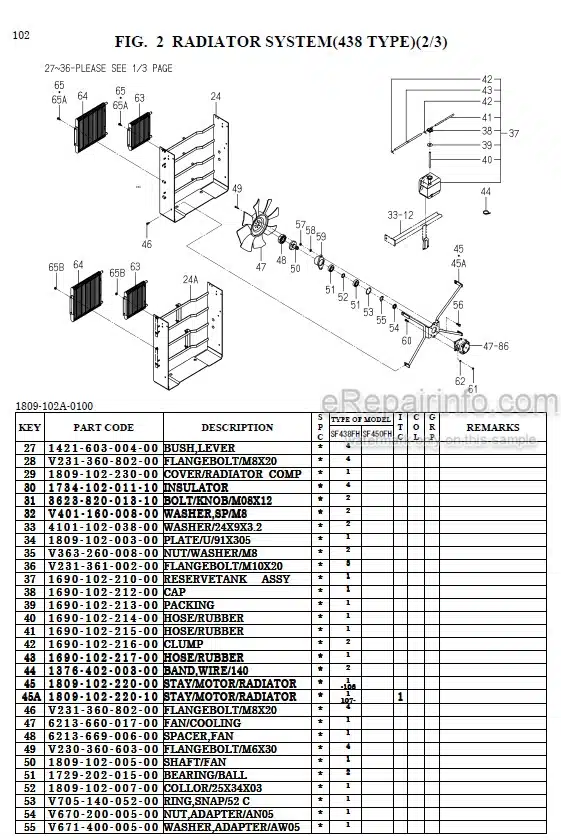 Photo 1 - Iseki SF438FH SF450FH Parts Catalog Riding Mower 1809-097-100-10