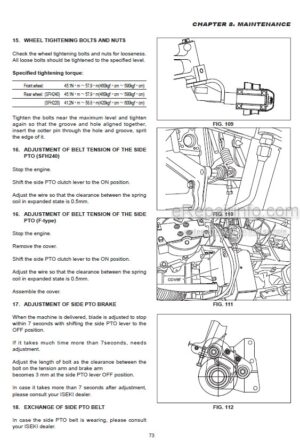 Photo 1 - Iseki SFH240 SFH220 SCMA48F SCMA54F SMM54F SBC550FL SBC550FH Operators Manual Front Mower 1771-912-101-2C