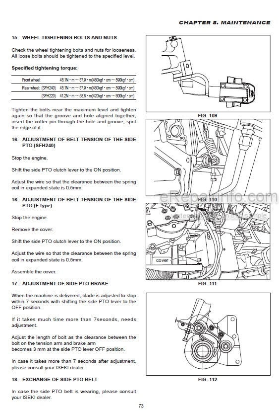 Photo 1 - Iseki SFH240 SFH220 SCMA48F SCMA54F SMM54F SBC550FL SBC550FH Operators Manual Front Mower 1771-912-101-2C