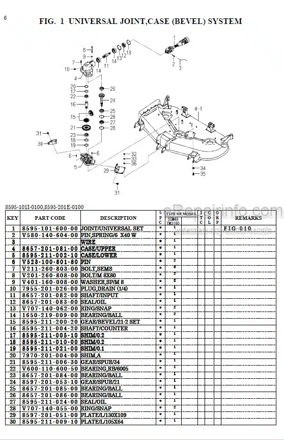 Photo 1 - Iseki SSM48 Parts Catalog Mower Deck 8595-097-120-00