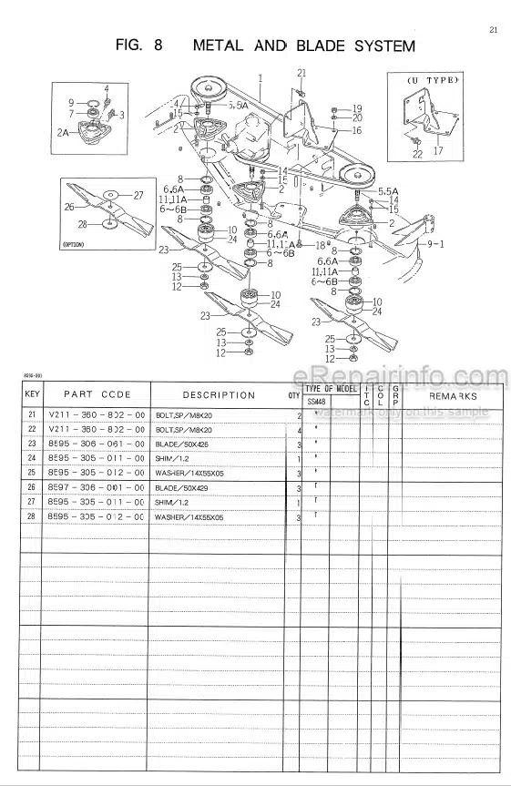 Photo 1 - Iseki SSM48 SRM48 SBC350 Parts Catalog Mower Deck 8595-098-100-10