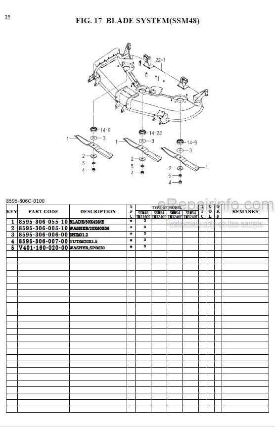 Photo 1 - Iseki SSM48 SSM54 SMM54 SRM54 Parts Catalog Mower Deck 8595-097-180-00