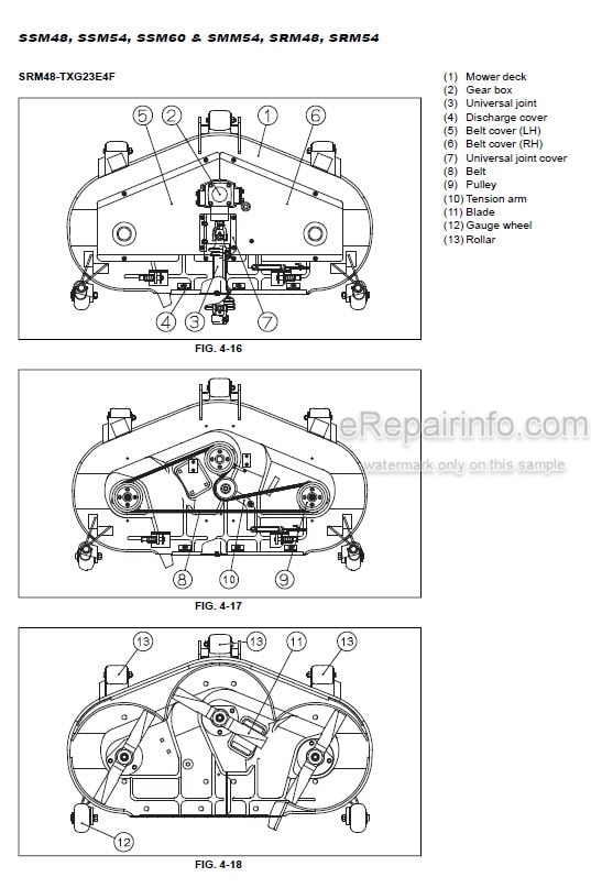 Photo 1 - Iseki SSM48 To SRM54 Operation Manual Mower Deck 1010-01-100