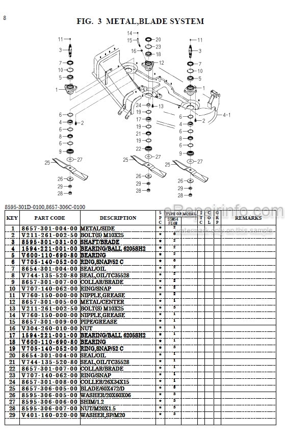 Photo 1 - Iseki SSM54 Parts Catalog Mower Deck