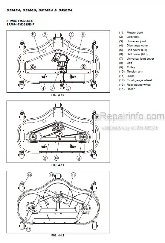 Photo 1 - Iseki SSM54 SSM60 SMM54 SRM54 Operation And Service Manual Mower Deck 1007-01-XXX