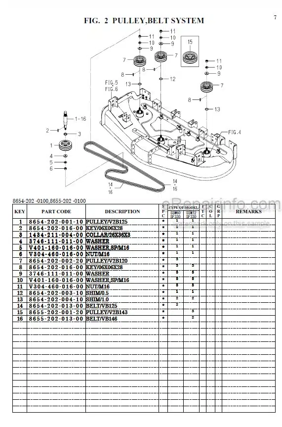 Photo 1 - Iseki SSM60 SSM72 Parts Catalog Mower Deck