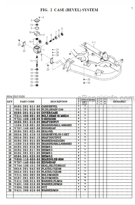 Photo 1 - Iseki SSM72 SZ330 Parts Catalog Mower Deck 8655-097-200-00