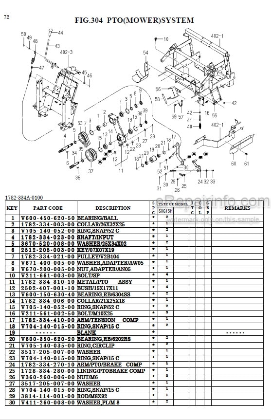 Photo 1 - Iseki SXG15H Parts Catalog Lawn And Garden Tractor 1782-095-200-00