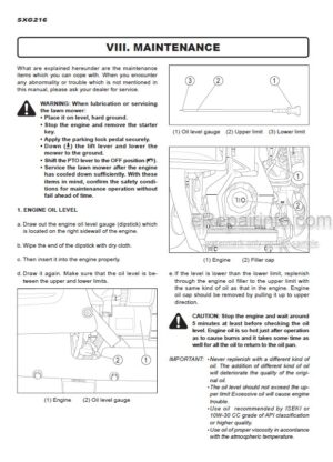 Photo 2 - Iseki SXG216 SCMA40 SBC402X Operators Manual Riding Mower 1782-912-102-00
