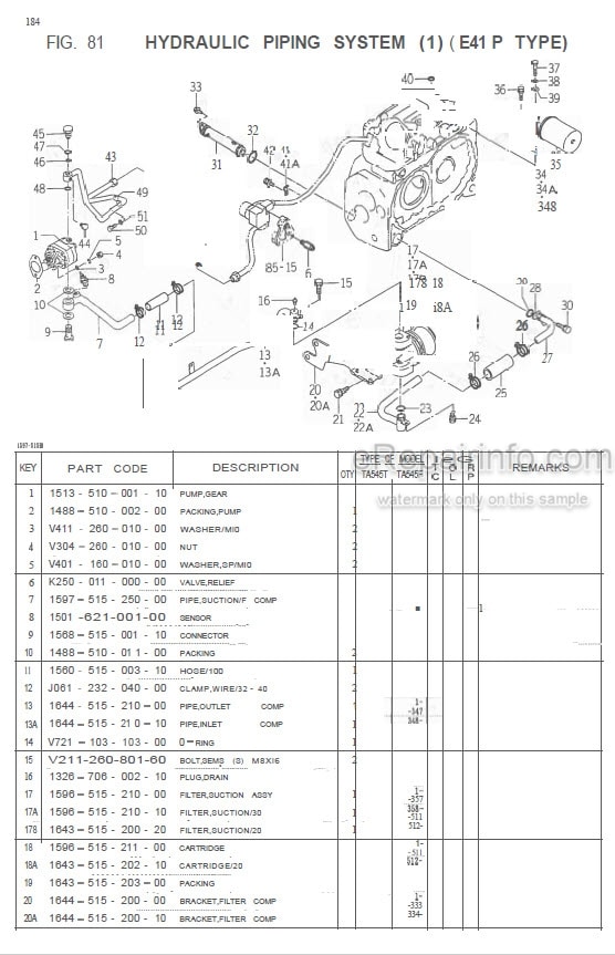 Photo 1 - Iseki TA545 Parts Catalog Tractor 1597-098-100-10