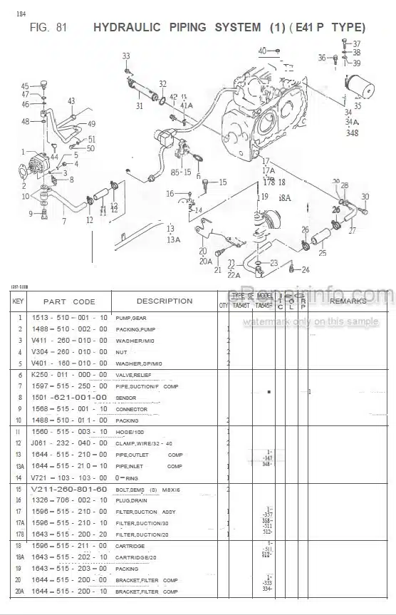 Photo 1 - Iseki TA545 Parts Catalog Tractor 1597-098-100-10