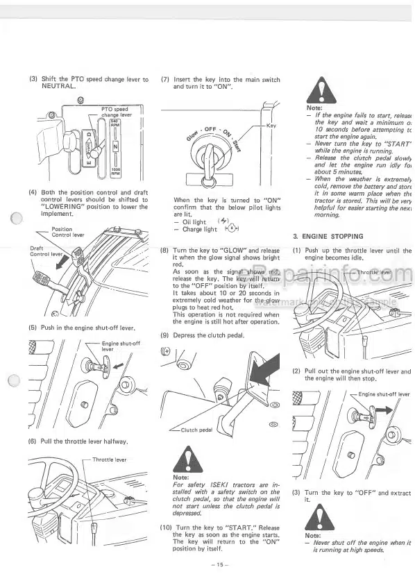 Photo 1 - Iseki TE4270 Operation Manual Tractor TE42OM85101500