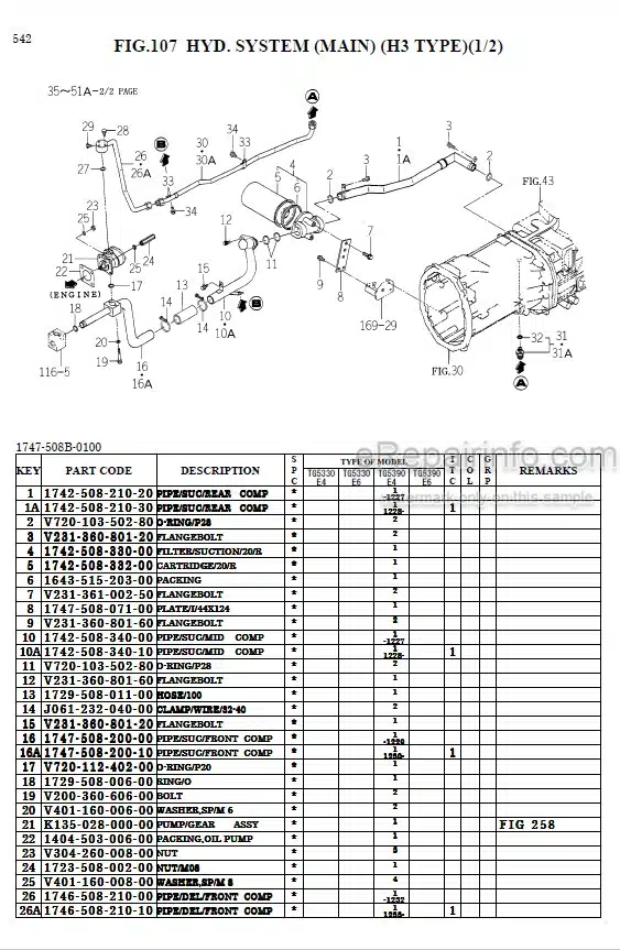 Photo 1 - Iseki TG5330 TG5390 Parts Catalog Tractor 1746-097-100-30