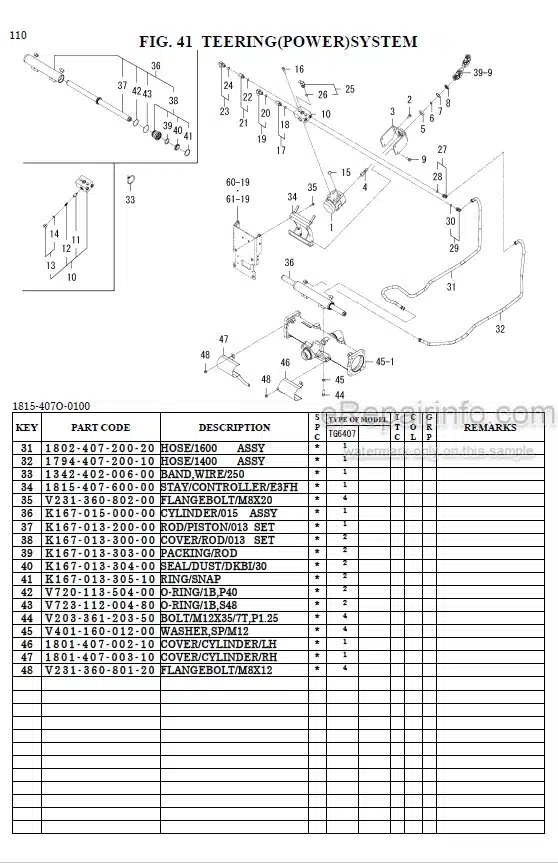 Photo 1 - Iseki TG6407 Parts Catalog Tractor 1815-097-130-0A