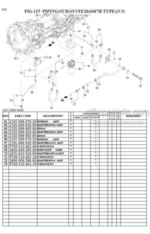 Photo 11 - Iseki TG6557 TG6687 TG6687H Parts Catalog Tractor 1817-097-120-0A