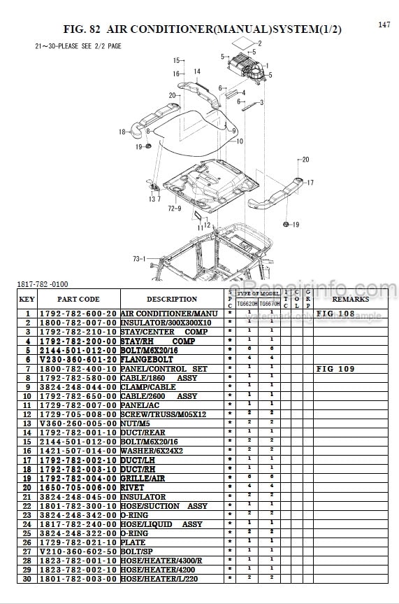 Photo 1 - Iseki TG6620H TG6670H Parts Catalog Tractor 1817-097-100-00