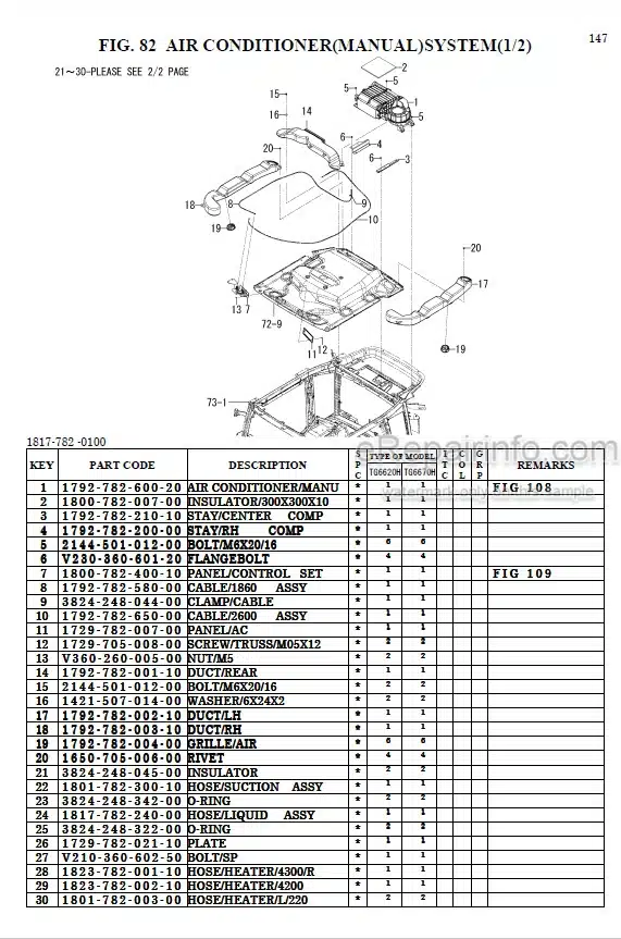Photo 1 - Iseki TG6620H TG6670H Parts Catalog Tractor 1817-097-100-00