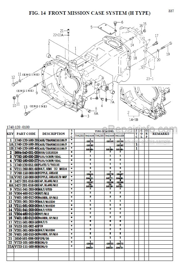 Photo 1 - Iseki TH4260 TH4290 TH4330 Parts Catalog Tractor