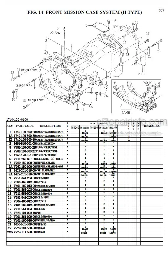 Photo 1 - Iseki TH4260 TH4290 TH4330 Parts Catalog Tractor