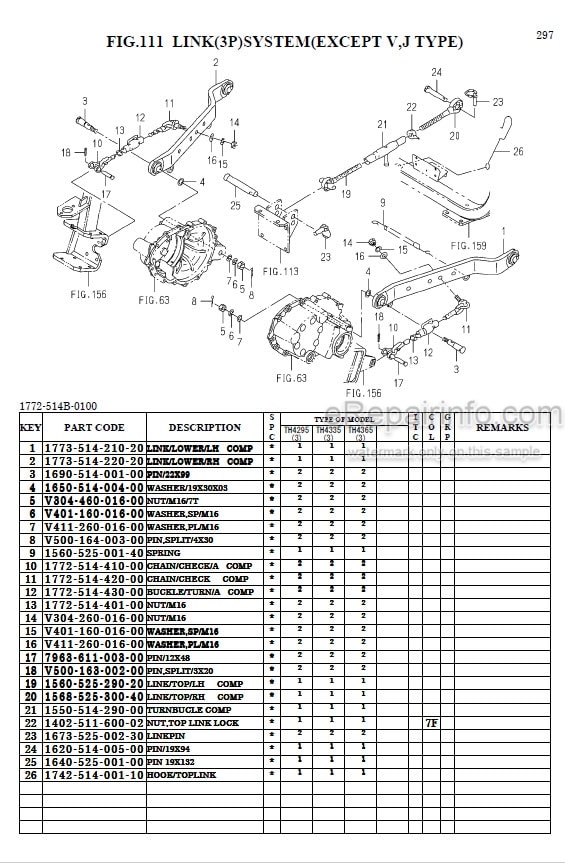 Photo 1 - Iseki TH4295-3 TH4335-3 TH4365-3 Parts Catalog Tractor 1772-097-110-0B