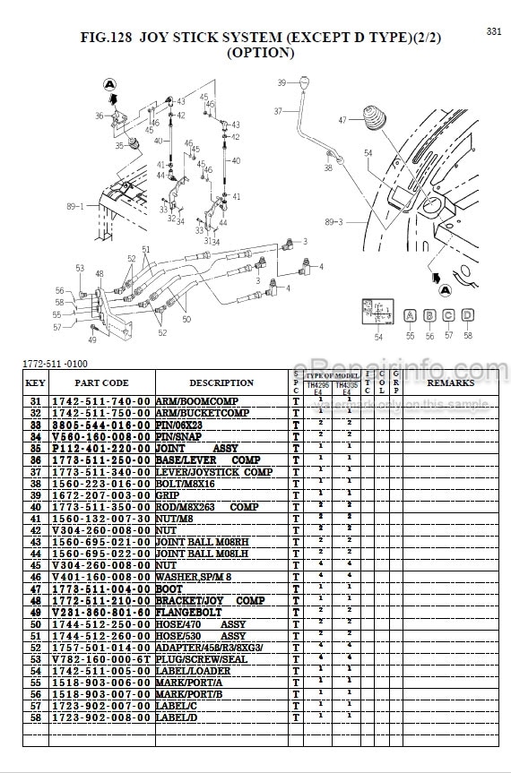 Photo 1 - Iseki TH4295 TH4335 Parts Catalog Tractor