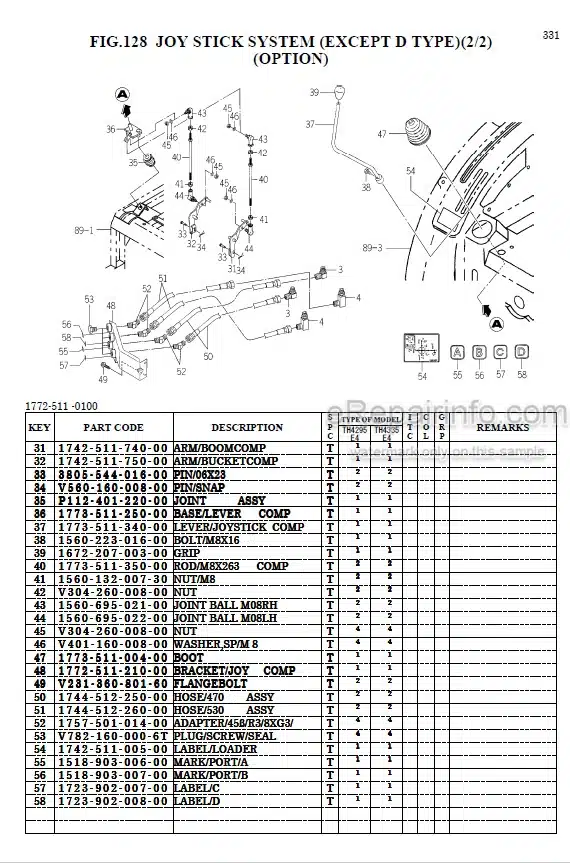 Photo 1 - Iseki TH4295 TH4335 Parts Catalog Tractor