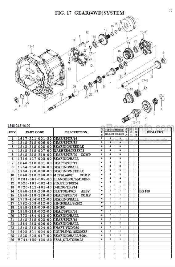 Photo 1 - Iseki TH5370H TH5420H Parts Catalog Tractor 1848-097-100-0A