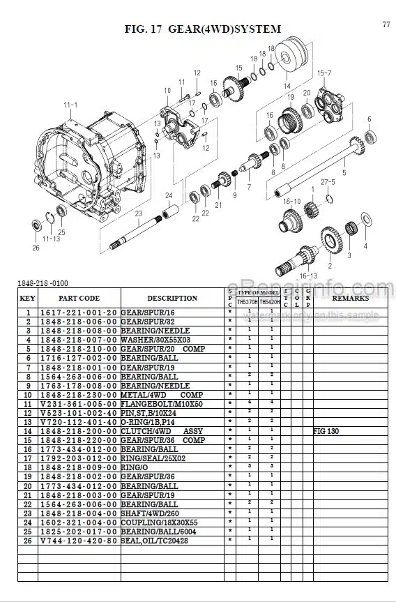 Photo 1 - Iseki TH5370H TH5420H Parts Catalog Tractor 1848-097-100-0A