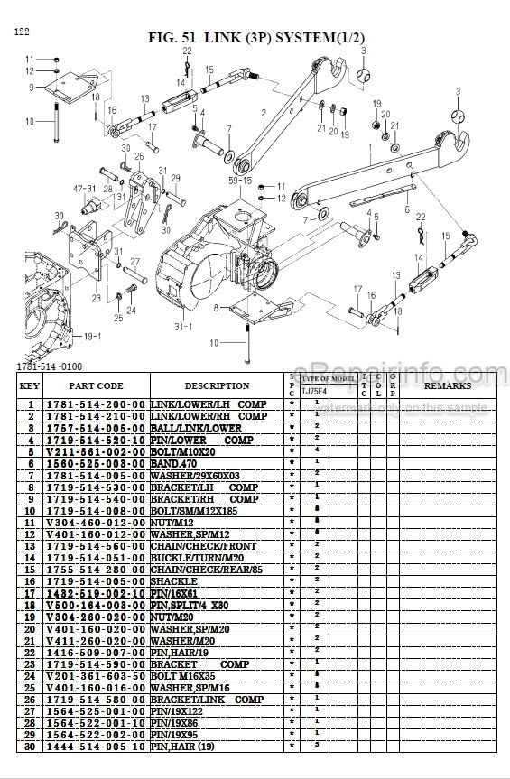 Photo 1 - Iseki TJ75E Parts Catalog Tractor 1781-097-100-00