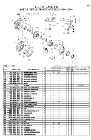 Photo 1 - Iseki TJA8080 TJA8090 TJA8100 Parts Catalog Tractor