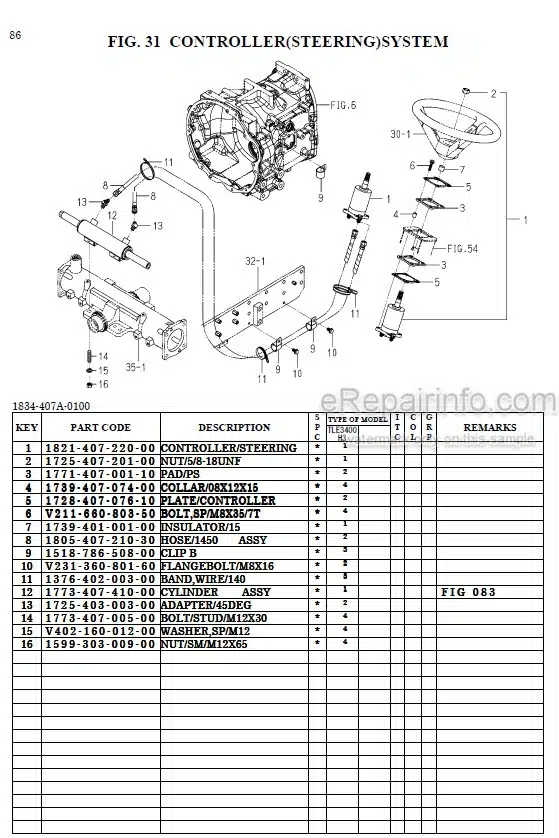 Photo 1 - Iseki TLE3400-H3 Parts Catalog Tractor 1834-097-110-0A