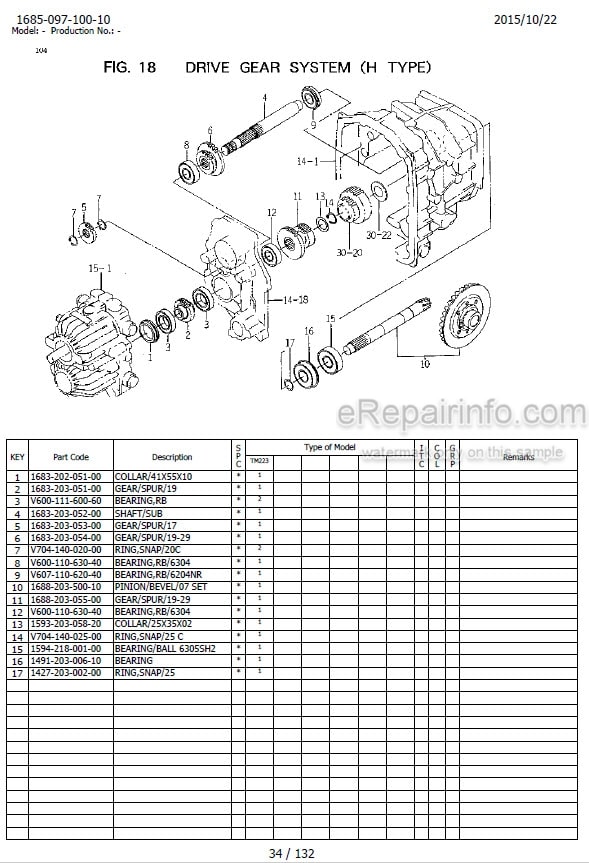 Photo 1 - Iseki TM223 Parts Catalog Tractor Chassis 1685-097-100-10