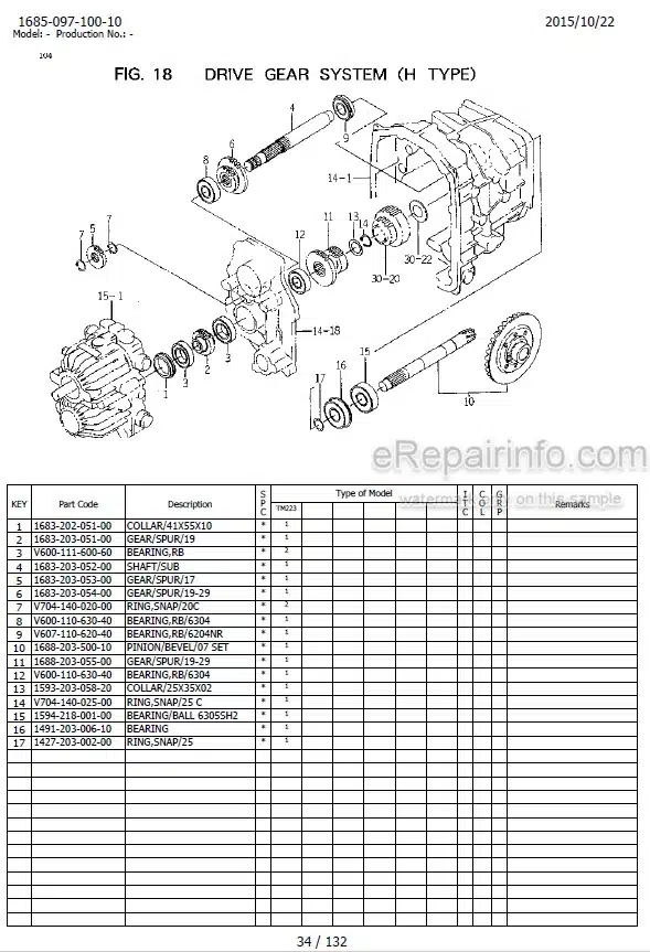 Photo 1 - Iseki TM223 Parts Catalog Tractor Chassis 1685-097-100-10