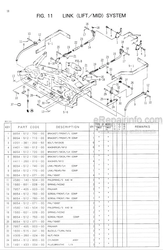 Photo 1 - Iseki TSM60 Parts Catalog Mower Deck 8654-097-110-00