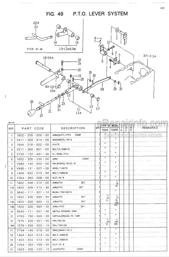 Photo 1 - Iseki TU320 Parts Catalog Tractor 1603-098-100-10